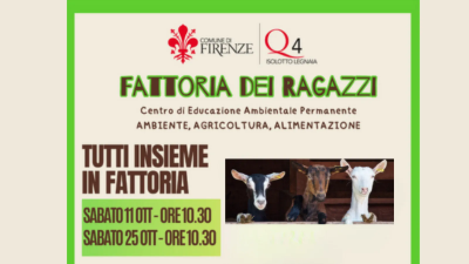 Tutti insieme in Fattoria: gli appuntamenti di ottobre