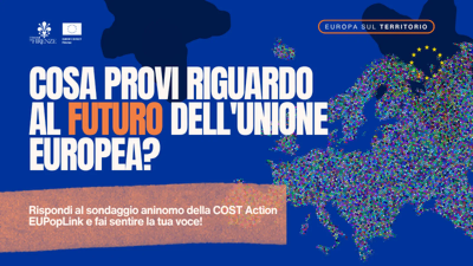 grafica su sfondo blu con cartina dell'Europa colorata