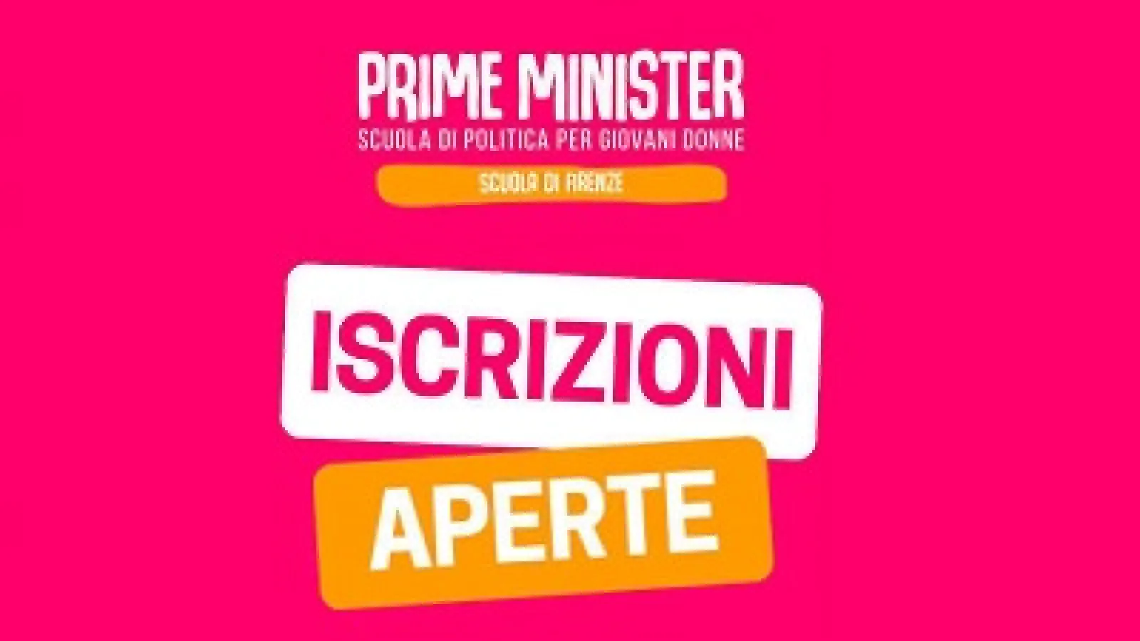 Grafica su sfondo rosa e scritta "iscrizioni aperte"