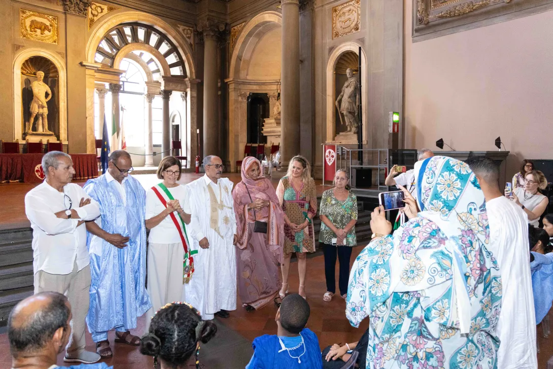 La vicesindaca Galgani, l'assessora Albanese e la presidente di commissione Collesei con la delegazione 
