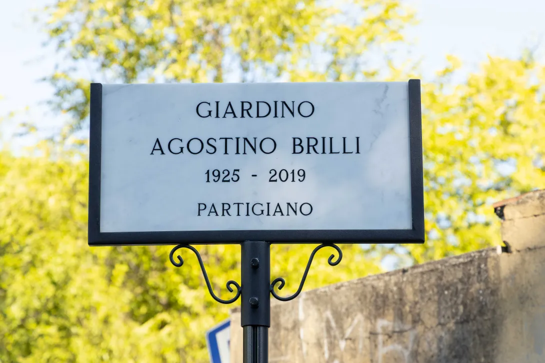 La targa del Giardino Agostino Brilli