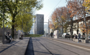 vista della linea con Torre della Zecca sullo sfondo