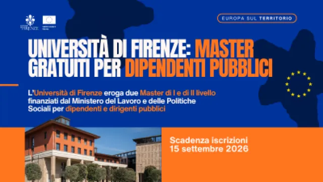 grafica su sfondo blu e arancione con immagine dell'università di firenze