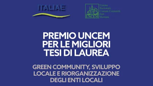 Uncem: premio per tesi di laurea su montagna, green community, enti locali