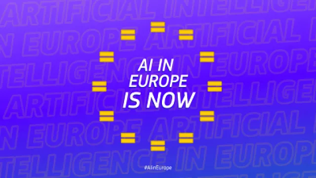 sfondo viola, con testo "AI in Europe is now"