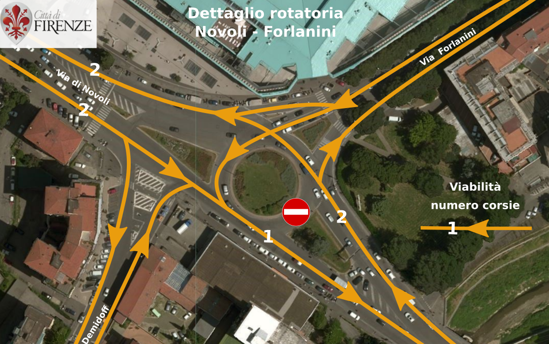 Particolare della viabilità della rotatoria San Donato