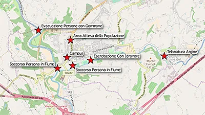 La mappa dei luoghi toccati dall'esercitazione La mappa dei luoghi toccati dall'esercitazione