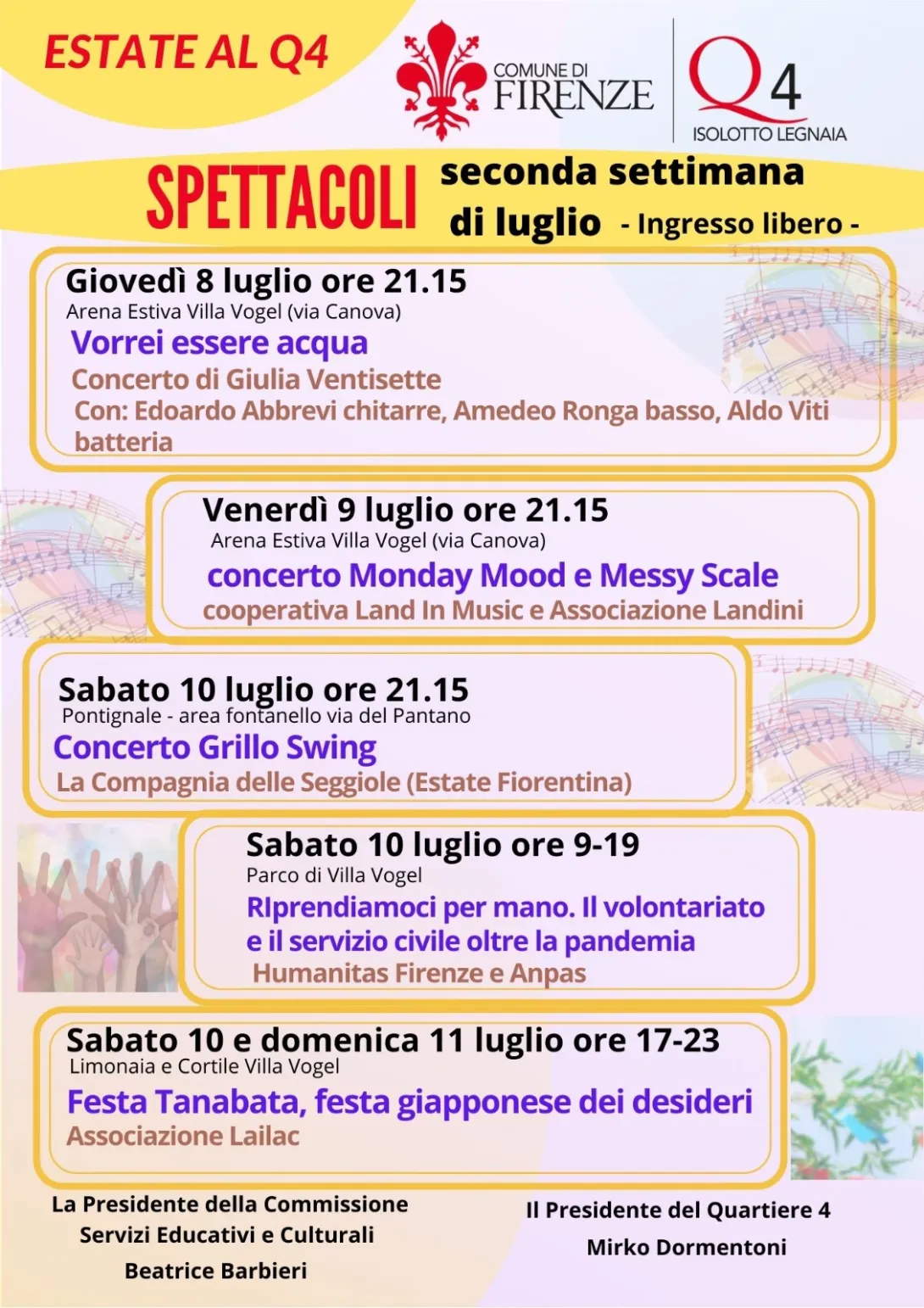 Appuntamenti Estate al Quartiere 4