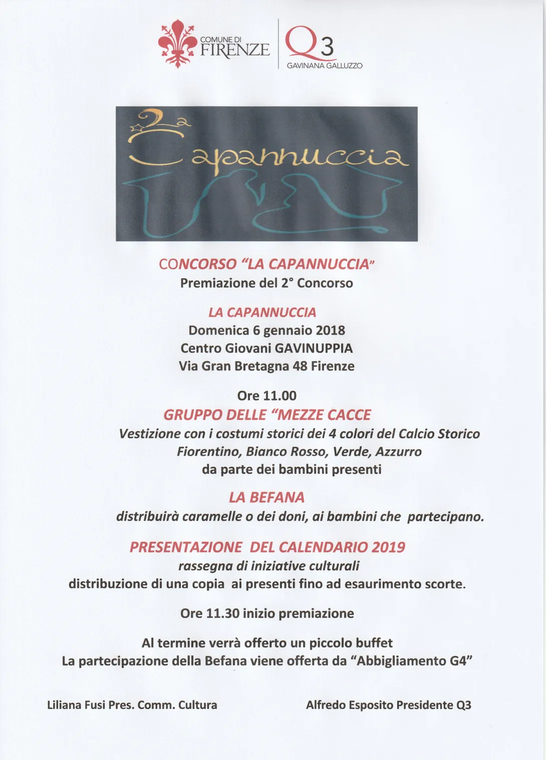Programma premiazione La Capannuccia Programma premiazione La Capannuccia