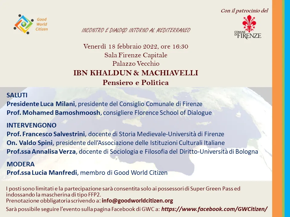 Incontro venerdì 18 febbraio Ibn Khaldun e Machiavelli: Pensiero e Politica